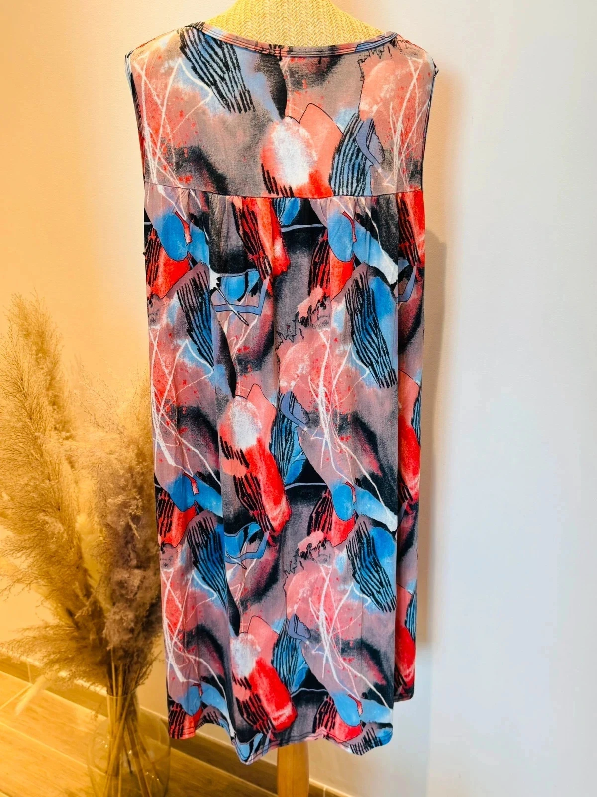 Vestido midi sin mangas rojo y encaje para mujer – photo 8